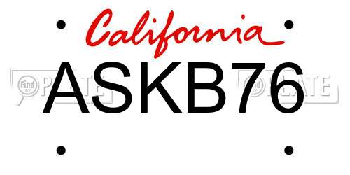 ASKB76 California License Plate