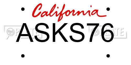 ASKS76 California License Plate