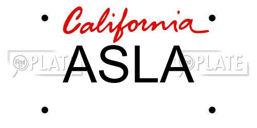 ASLA California License Plate