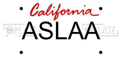 ASLAA California License Plate