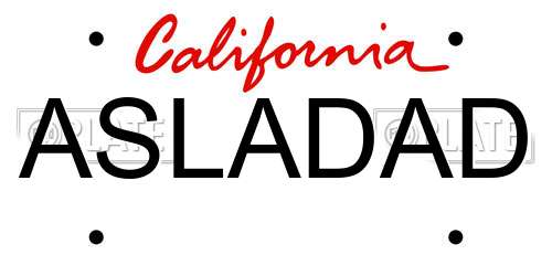 ASLADAD California License Plate