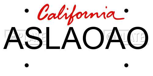 ASLAOAO California License Plate