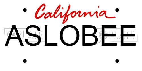 ASLOBEE California License Plate