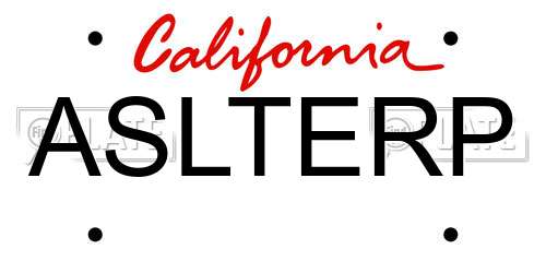 ASLTERP California License Plate