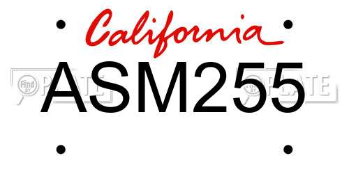 ASM255 California License Plate