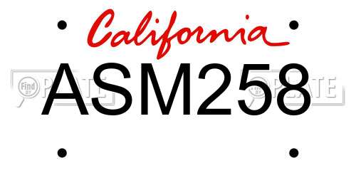 ASM258 California License Plate