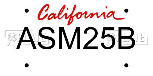 ASM25B California License Plate