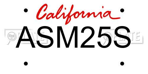 ASM25S California License Plate
