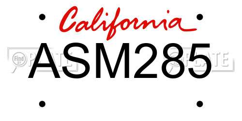 ASM285 California License Plate