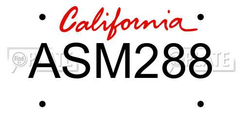 ASM288 California License Plate