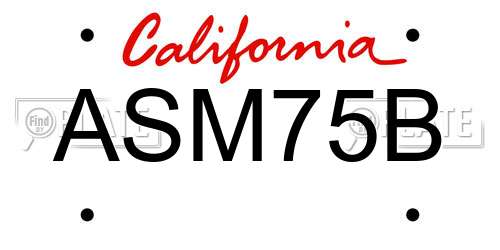 ASM75B California License Plate