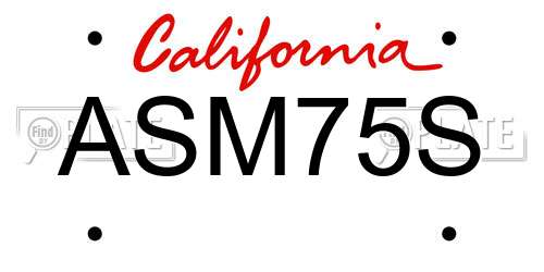 ASM75S California License Plate