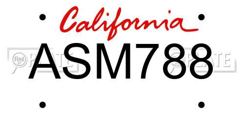 ASM788 California License Plate