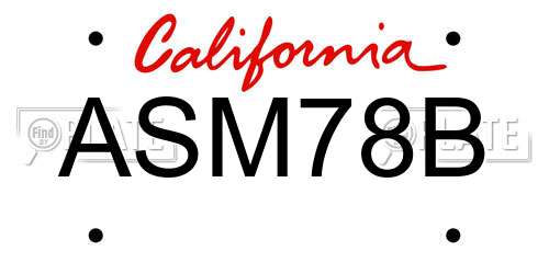 ASM78B California License Plate