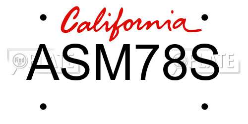 ASM78S California License Plate