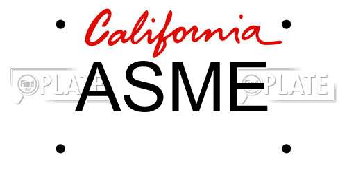 ASME California License Plate