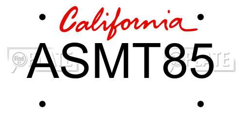 ASMT85 California License Plate