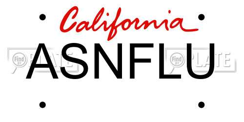 ASNFLU California License Plate