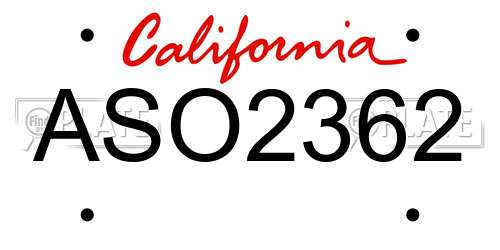 ASO2362 California License Plate