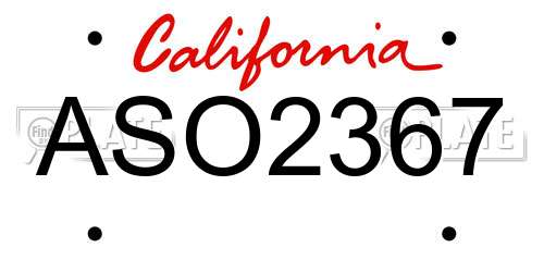 ASO2367 California License Plate