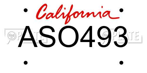 ASO493 California License Plate