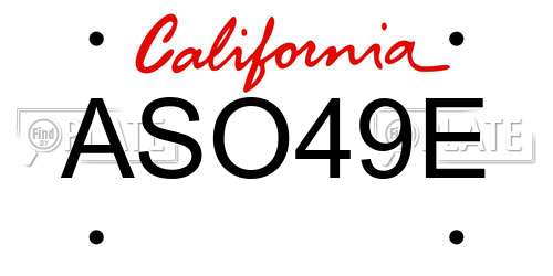 ASO49E California License Plate
