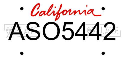 ASO5442 California License Plate
