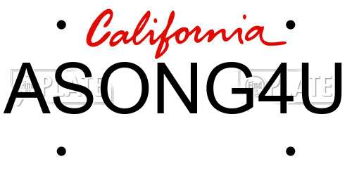 ASONG4U California License Plate