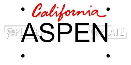 ASPEN California License Plate