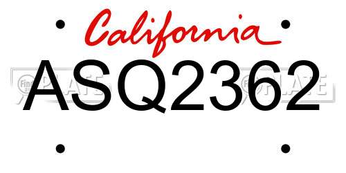 ASQ2362 California License Plate
