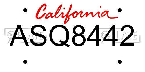 ASQ8442 California License Plate