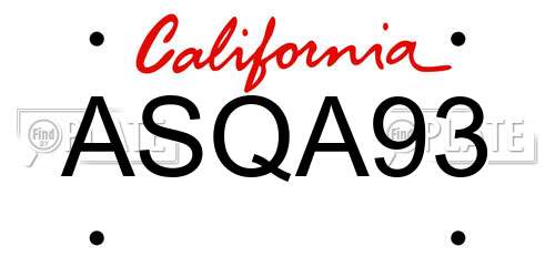 ASQA93 California License Plate