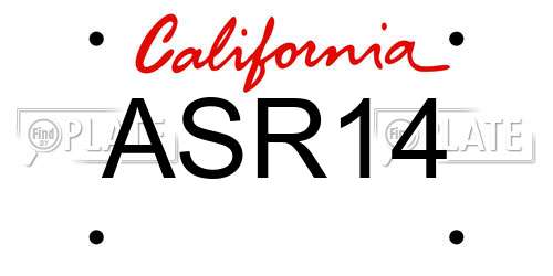 ASR14 California License Plate
