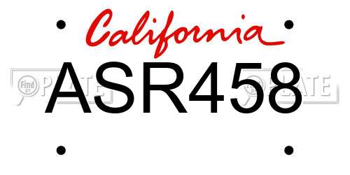 ASR458 California License Plate