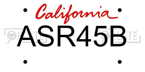 ASR45B California License Plate