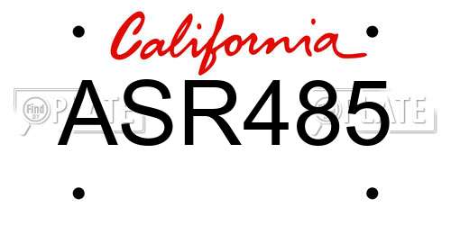 ASR485 California License Plate