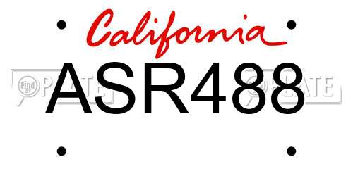 ASR488 California License Plate