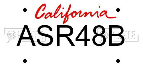 ASR48B California License Plate