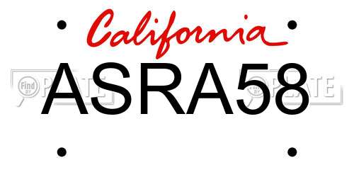 ASRA58 California License Plate