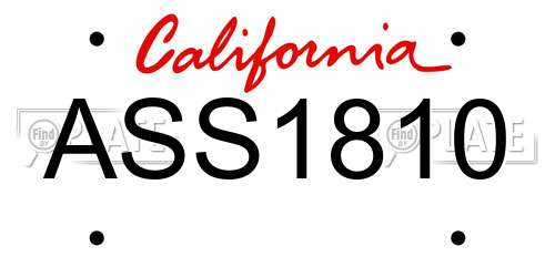 ASS1810 California License Plate