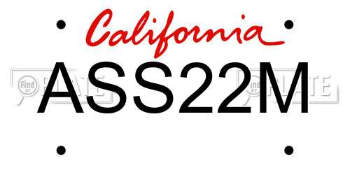 ASS22M California License Plate