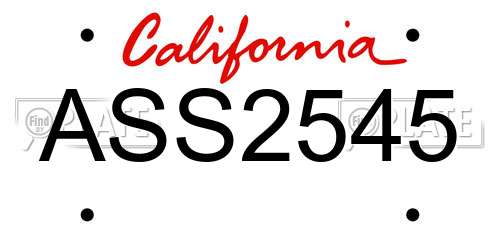 ASS2545 California License Plate