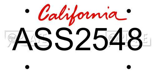 ASS2548 California License Plate