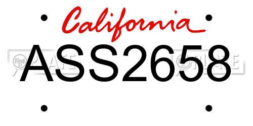 ASS2658 California License Plate