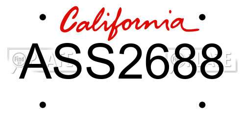 ASS2688 California License Plate
