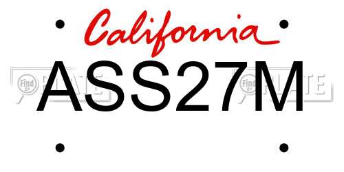 ASS27M California License Plate