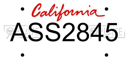ASS2845 California License Plate