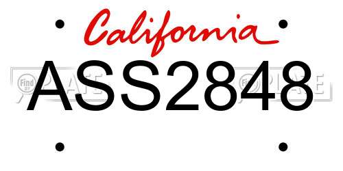 ASS2848 California License Plate
