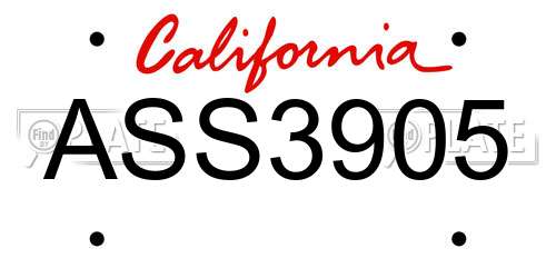 ASS3905 California License Plate