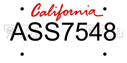 ASS7548 California License Plate